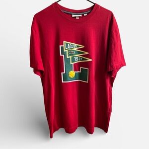 Lacoste Men’s Crew Neck Pennants L Badge T-Shirt Red 3XL Regular Fit Cotton